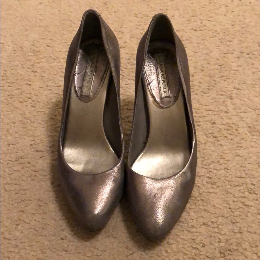 Silver pump heels